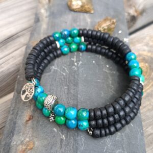 Bracelet coco – chrysocolle : “Arbre de paix”