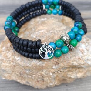 Bracelet coco – chrysocolle : “Arbre de paix”