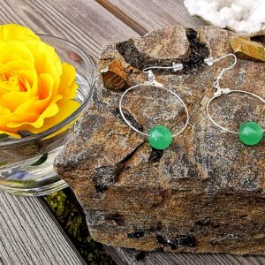 Boucles d’oreilles anneaux argent – Aventurine verte – “Unity”