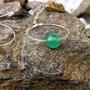 Boucles d’oreilles anneaux argent – Aventurine verte – « Unity »