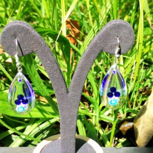 boucles gouttes d’eau – Verre soufflé de Murano ciel et indigo : “Azur”