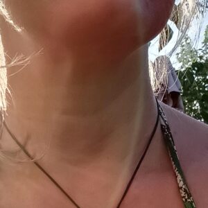 Collier socle argent arrondi et martelé avec un oeil de tigre légèrement strié brut