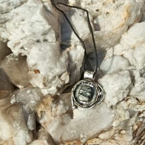 Collier socle argent – Jaspe picasso : “Courage”