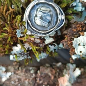 Collier socle argent – Jaspe picasso : “Courage”