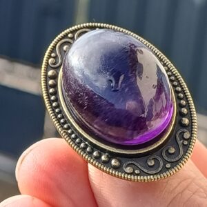 Bague réglable, alliage bronze, améthyste AAA+