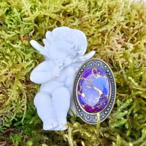 Bague réglable, alliage bronze, turquoise mohave AAA+