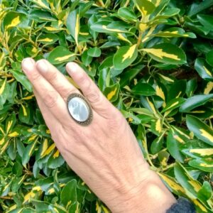 Bague réglable, alliage bronze, nacre AAA+