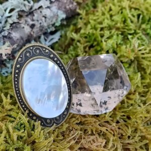 Bague réglable, alliage bronze, nacre AAA+