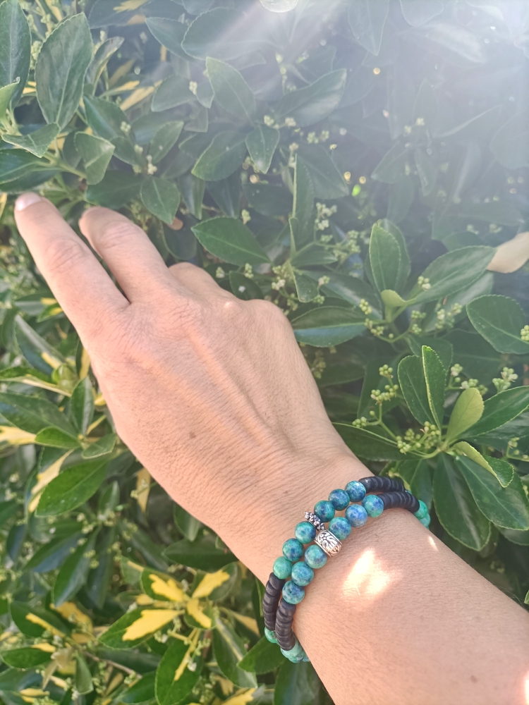 Bracelet de coco noires et rubis zoïsite – Image 2