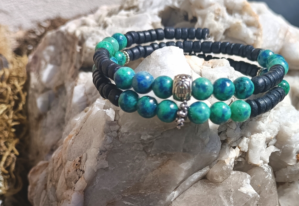 Bracelet de coco noires et rubis zoïsite – Image 3