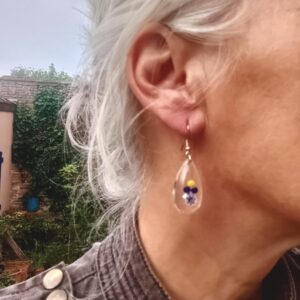 Boucles gouttes d&rsquo;eau et verre soufflé Murano « soleil »