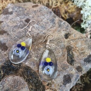 Boucles gouttes d&rsquo;eau et verre soufflé Murano « soleil »