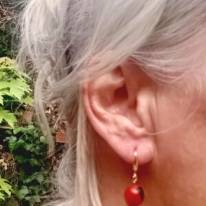 Boucle d&rsquo;oreilles graines de caconnier sur accroches plaqué or sur argent