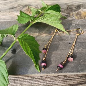 Boucles tourmaline multicolores, accroches plaqué or