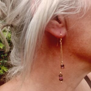 Boucles tourmaline multicolores, accroches plaqué or