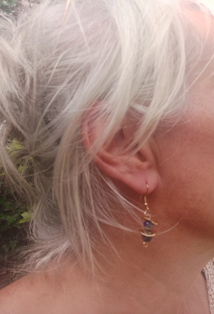 Boucles lapis lazuli - accroches plaqués or sur argent – Image 2