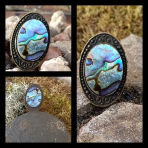 Bague réglable en alliage bronze, ormeau qualité AAA+